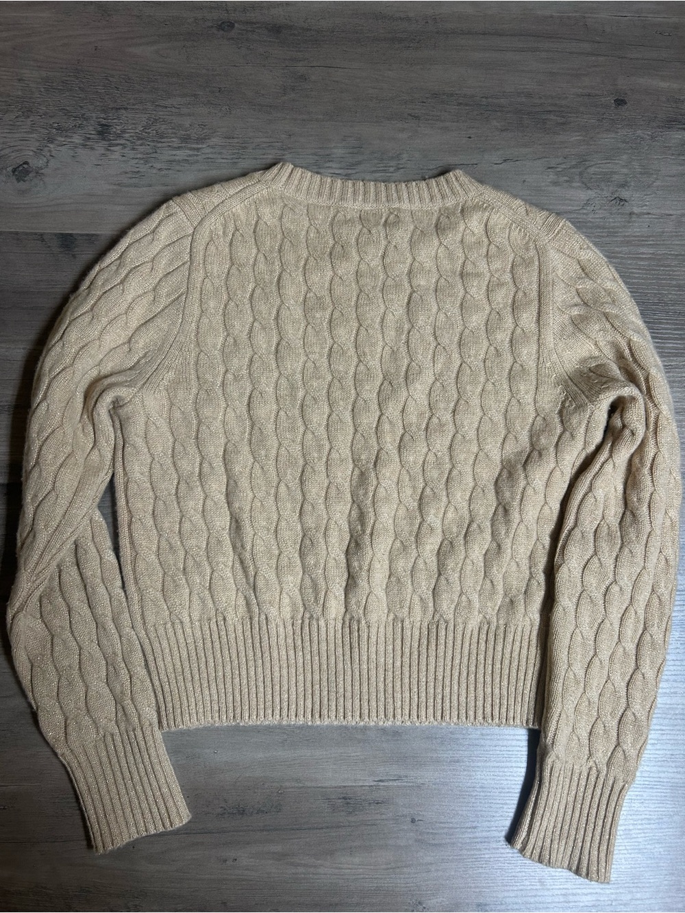 J. Crew Women’s Cashmere Cable-Knit Sweater in Camel with Gold Shimmer - Picture 5 of 13